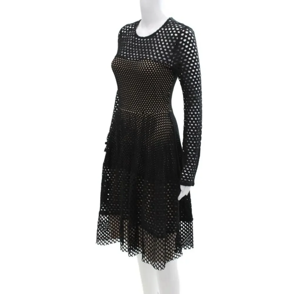BCBG Max Azria Womens Mesh Layered Zipped Sheath Dress Black Size S - Picture 2 of 7